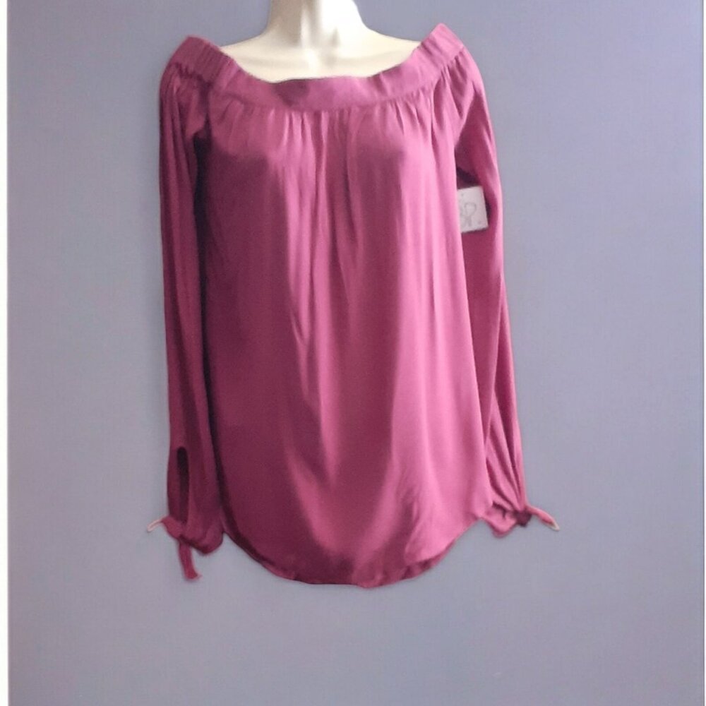 Blouse B.P. Nordstom Peasant Off Shoulder Crepe Fuschia Pink NEW Gift Idea